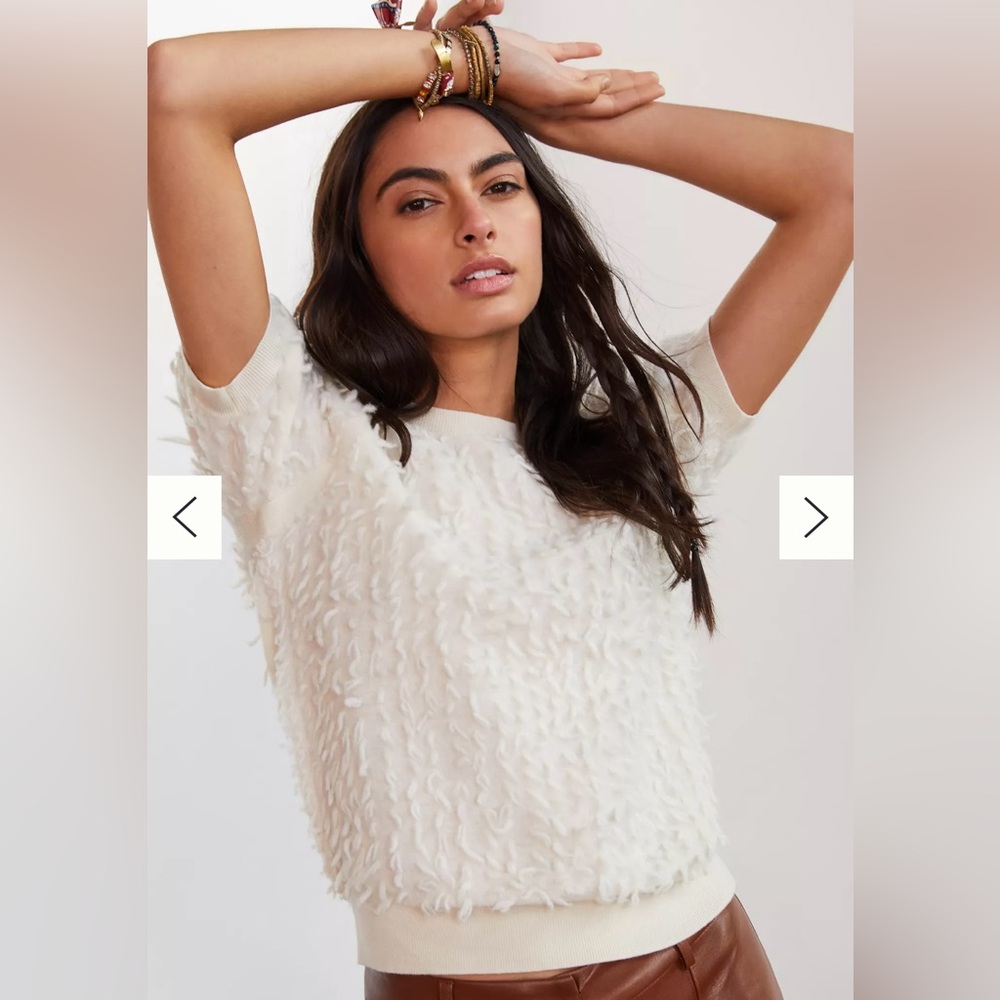 Anthropology Maeve Scottie Textured  wool Sweater Tee, size Small - Picture 5 of 12